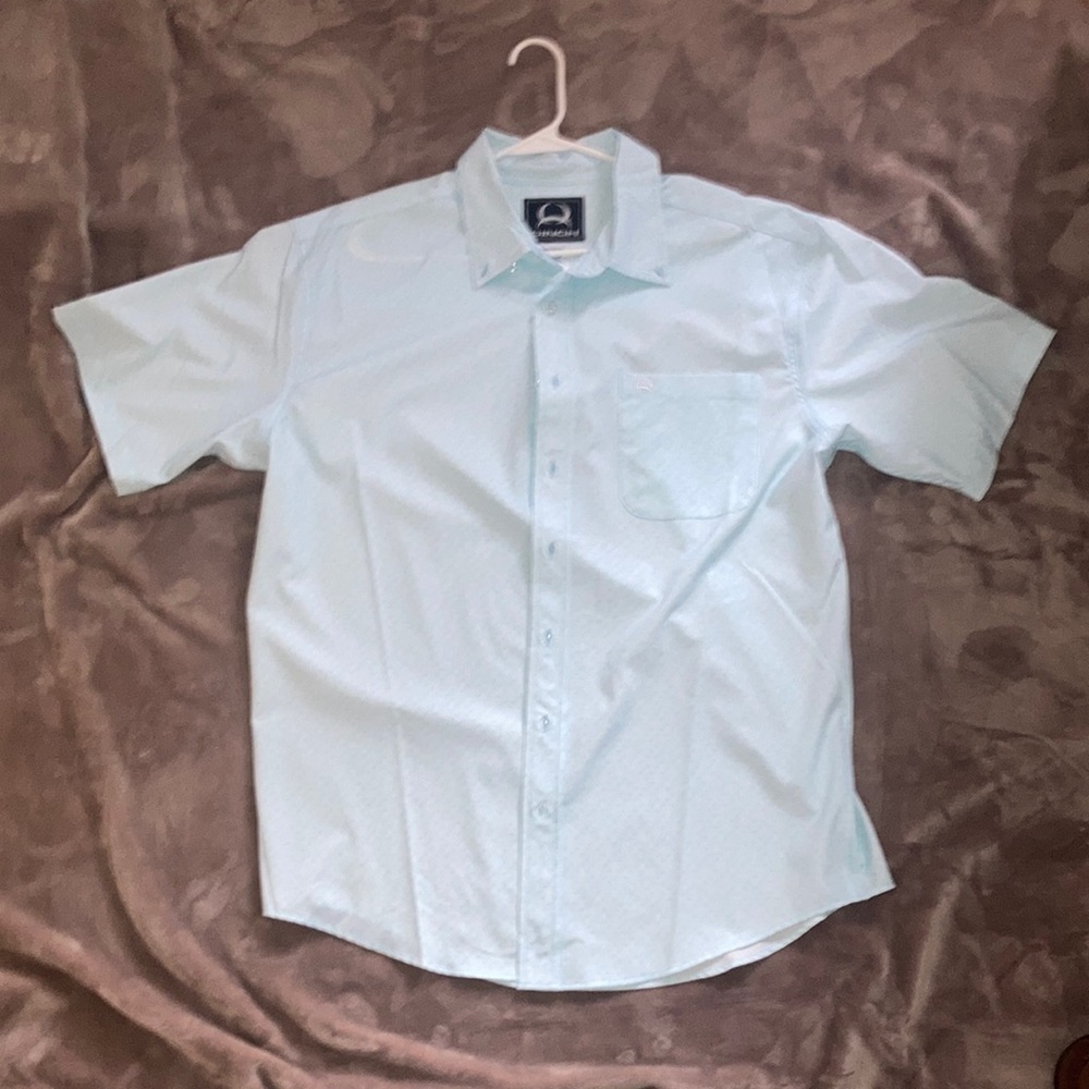Mens Cinch short sleeve button down teal shirt